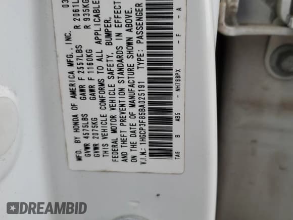 ✅ 2011 Honda Accord EX-L • VIN: 1HGCP3F85BA025191 • Лот: 82770545. Опубликован ранее на Copart с пробегом 215 543 миль. Бесплатный доступ к архиву аукционных продаж из США и подробный отчёт об истории автомобиля на DreamBid. Изображение 13.