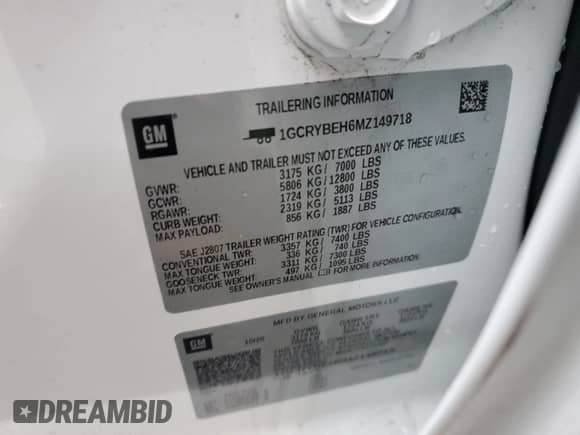 2021 Chevrolet Silverado 1500 Custom z VIN 1GCRYBEH6MZ149718, wystawiony jako Copart lot #85349954 z przebiegiem 46 229 mil mil oraz Szkoda całkowita • Salvage title. Historia ofert i sprzedaży dostępna na DreamBid. Obrazek 12.