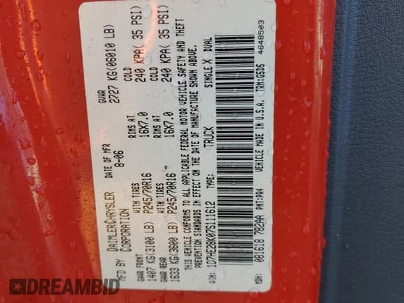 2007 Dodge Dakota ST с VIN 1D7HE28K07S111612, выставлен на аукционе Copart как лот 87126614 с пробегом 138 932 миль миль и Списание • Salvage title. История ставок и продаж доступна на DreamBid. Изображение 13.