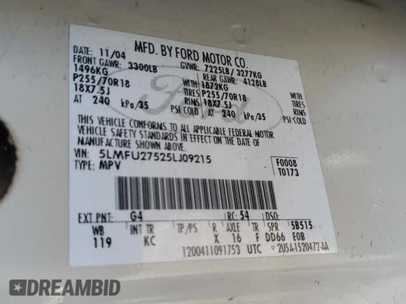 ✅ 2005 Lincoln Navigator Luxury • VIN: 5LMFU27525LJ09215 • Lot: 81721725. Listed on Copart with 206,784 mi. Free auction sales archive from the USA and detailed vehicle history report at DreamBid. Image 13.