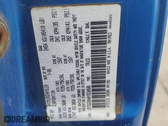 2000 Dodge Dakota Sport z VIN 1B7GG26N0YS530588, wystawiony jako Copart lot #44699515 z przebiegiem Nie podano mil oraz Szkoda całkowita • Salvage title. Historia ofert i sprzedaży dostępna na DreamBid. Obrazek 15.