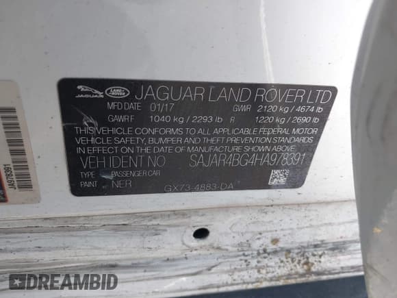 ✅ 2017 Jaguar XE 25t • VIN: SAJAR4BG4HA978391 • Lot: 42260899. Listed on IAAI with 79,680 mi. Free auction sales archive from the USA and detailed vehicle history report at DreamBid. Image 9.