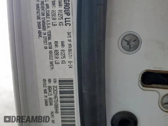 2014 Dodge Challenger Rallye Redline with VIN 2C3CDYAG7EH306440, listed as a Copart auction lot 66965075 with 92,041 mi miles and Salvage title. Bid and sale history available at DreamBid. Image 12.