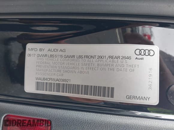 ✅ 2018 Audi S5 Sportback Premium Plus • VIN: WAUB4CF59JA038921 • Lot: 42526233. Wystawiony na IAAI z przebiegiem 81 066 mil. Bezpłatny archiwum sprzedaży aukcyjnych z USA i szczegółowy raport historii pojazdu na DreamBid. Zdjęcie 9.