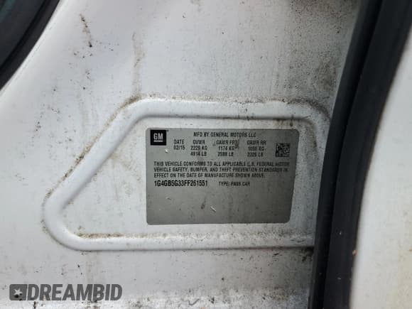 ✅ 2015 Buick LaCrosse Leather • VIN: 1G4GB5G33FF261551 • Lot: 86618505. Wystawiony na Copart z przebiegiem 94 589 mil. Bezpłatny archiwum sprzedaży aukcyjnych z USA i szczegółowy raport historii pojazdu na DreamBid. Zdjęcie 12.