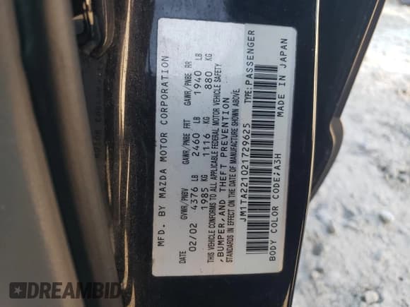 ✅ 2002 Mazda Millenia • VIN: JM1TA221021729625 • Лот: 87304234. Опубликован ранее на Copart с пробегом 88 376 миль. Бесплатный доступ к архиву аукционных продаж из США и подробный отчёт об истории автомобиля на DreamBid. Изображение 12.