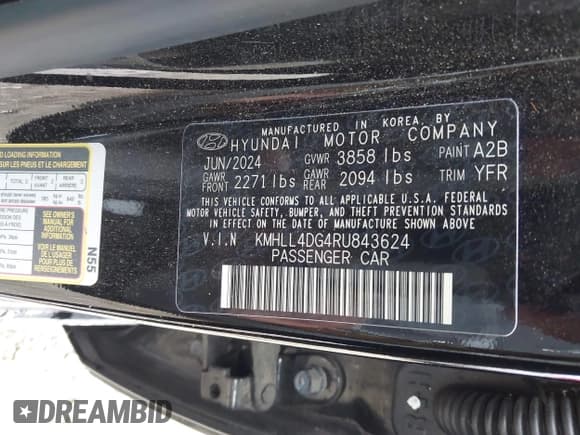 ✅ 2024 Hyundai Elantra SE • VIN: KMHLL4DG4RU843624 • Лот: 43451974. Опубликован ранее на IAAI с пробегом 25 350 миль. Бесплатный доступ к архиву аукционных продаж из США и подробный отчёт об истории автомобиля на DreamBid. Изображение 9.