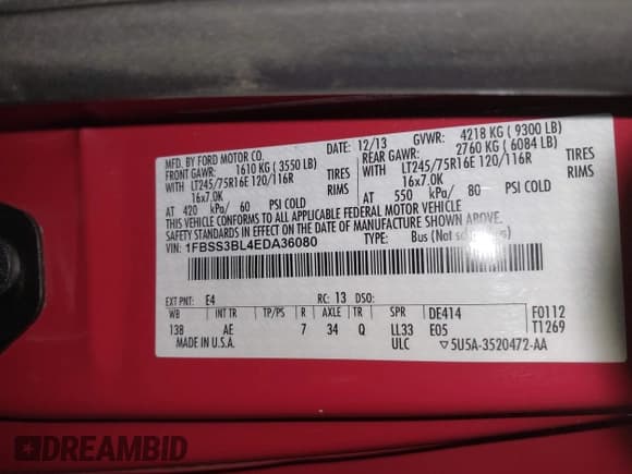 ✅ 2014 Ford Econoline Passenger XL • VIN: 1FBSS3BL4EDA36080 • Lot: 41566896. Wystawiony na IAAI z przebiegiem 113 319 mil. Bezpłatny archiwum sprzedaży aukcyjnych z USA i szczegółowy raport historii pojazdu na DreamBid. Zdjęcie 9.