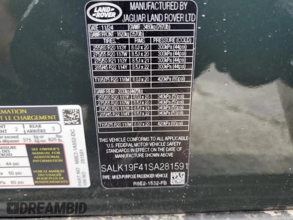 ✅ 2025 Land Rover Range Rover • VIN: SALK19F41SA281591 • Lot: 70350245. Listed on Copart with 1,338 mi. Free auction sales archive from the USA and detailed vehicle history report at DreamBid. Image 13.