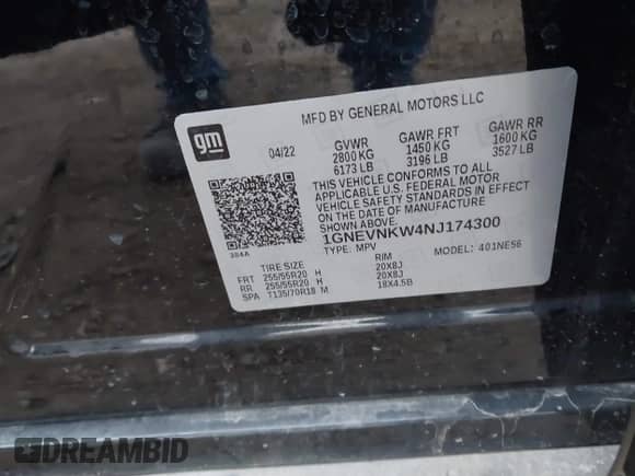 2022 Chevrolet Traverse High Country с VIN 1GNEVNKW4NJ174300, выставлен на аукционе IAAI как лот 40675860 с пробегом 20 465 миль миль и . История ставок и продаж доступна на DreamBid. Изображение 9.