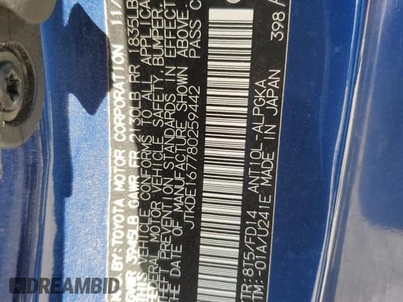 ✅ 2008 Scion tC • VIN: JTKDE167780259442 • Lot: 87408645. Listed on Copart with 209,692 mi. Free auction sales archive from the USA and detailed vehicle history report at DreamBid. Image 12.