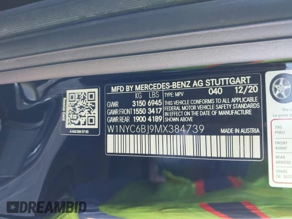 ✅ 2021 Mercedes-Benz G 550 • VIN: W1NYC6BJ9MX384739 • Lot: 41699198. Listed on IAAI with 45,342 mi. Free auction sales archive from the USA and detailed vehicle history report at DreamBid. Image 9.