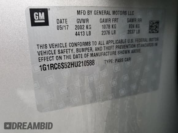 ✅ 2017 Chevrolet Volt LT • VIN: 1G1RC6S52HU210588 • Lot: 39370104. Wystawiony na Copart z przebiegiem 85 306 mil. Bezpłatny archiwum sprzedaży aukcyjnych z USA i szczegółowy raport historii pojazdu na DreamBid. Zdjęcie 12.