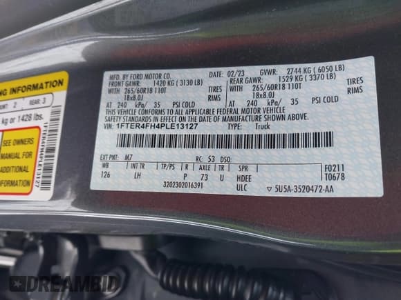 ✅ 2023 Ford Ranger XL • VIN: 1FTER4FH4PLE13127 • Lot: 41617905. Wystawiony na IAAI z przebiegiem 46 539 mil. Bezpłatny archiwum sprzedaży aukcyjnych z USA i szczegółowy raport historii pojazdu na DreamBid. Zdjęcie 9.