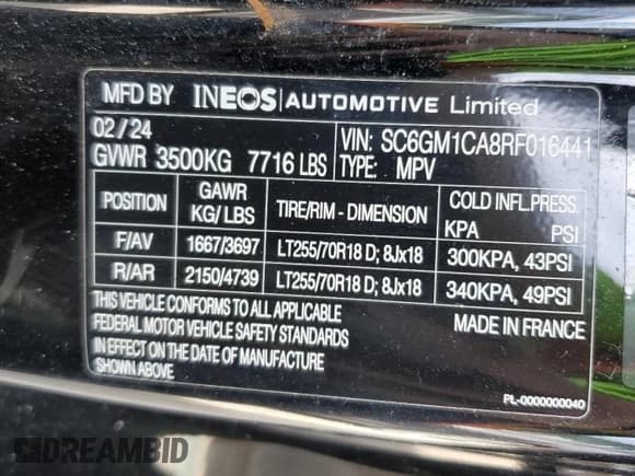 ✅ 2024 Ineos Grenadier • VIN: SC6GM1CA8RF016441 • Lot: 56154175. Wystawiony na Copart z przebiegiem 22 077 mil. Bezpłatny archiwum sprzedaży aukcyjnych z USA i szczegółowy raport historii pojazdu na DreamBid. Zdjęcie 13.