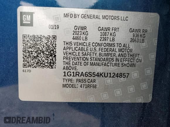 ✅ 2019 Chevrolet Volt LT • VIN: 1G1RA6S54KU124857 • Lot: 72235533. Wystawiony na Copart z przebiegiem 26 866 mil. Bezpłatny archiwum sprzedaży aukcyjnych z USA i szczegółowy raport historii pojazdu na DreamBid. Zdjęcie 12.