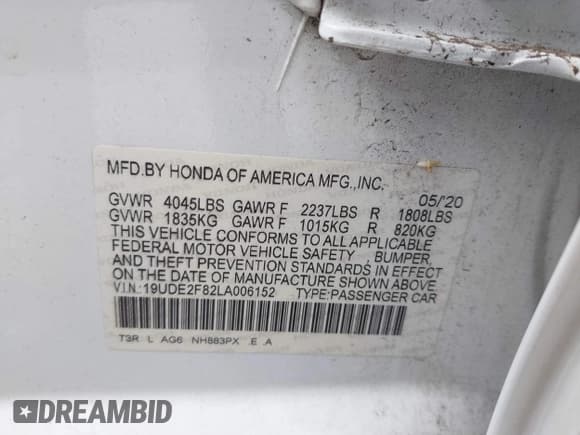 ✅ 2020 Acura ILX Premium • VIN: 19UDE2F82LA006152 • Лот: 42981986. Опубликован ранее на IAAI с пробегом 151 968 миль. Бесплатный доступ к архиву аукционных продаж из США и подробный отчёт об истории автомобиля на DreamBid. Изображение 9.