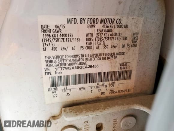 ✅ 2016 Ford F-250 XL • VIN: 1FT7W2A65GEA26456 • Lot: 59319105. Wystawiony na Copart z przebiegiem 136 713 mil. Bezpłatny archiwum sprzedaży aukcyjnych z USA i szczegółowy raport historii pojazdu na DreamBid. Zdjęcie 12.