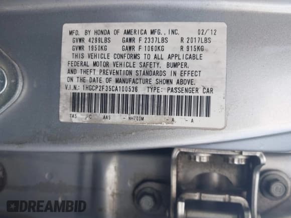 ✅ 2012 Honda Accord LX • VIN: 1HGCP2F35CA100536 • Lot: 43267227. Wystawiony na IAAI z przebiegiem 185 737 mil. Bezpłatny archiwum sprzedaży aukcyjnych z USA i szczegółowy raport historii pojazdu na DreamBid. Zdjęcie 9.