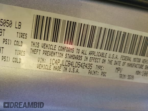 ✅ 2020 Jeep Cherokee Latitude • VIN: 1C4PJLCB4LD542435 • Lot: 43523251. Listed on IAAI with 114,017 mi. Free auction sales archive from the USA and detailed vehicle history report at DreamBid. Image 9.