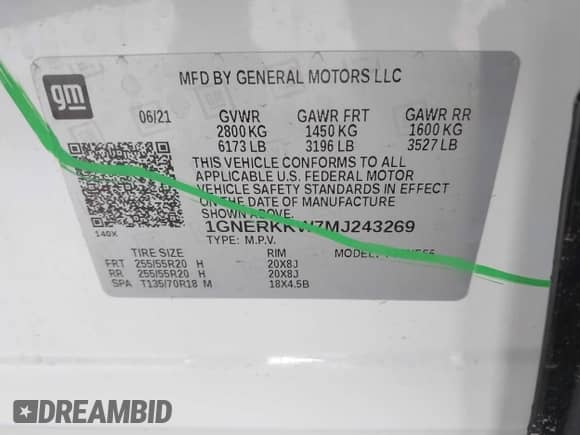 2021 Chevrolet Traverse Premier с VIN 1GNERKKW7MJ243269, выставлен на аукционе IAAI как лот 41193852 с пробегом 66 500 миль миль и . История ставок и продаж доступна на DreamBid. Изображение 9.