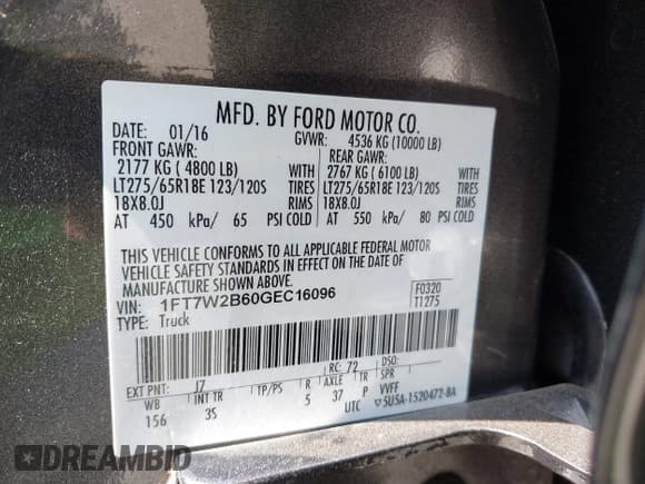 ✅ 2016 Ford F-250 Lariat • VIN: 1FT7W2B60GEC16096 • Lot: 42732873. Listed on IAAI with 73,753 mi. Free auction sales archive from the USA and detailed vehicle history report at DreamBid. Image 9.