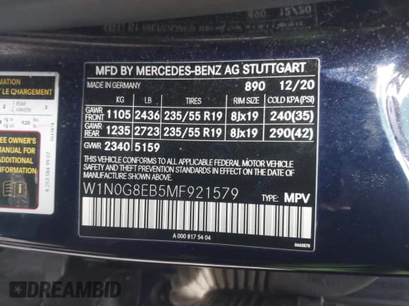 ✅ 2021 Mercedes-Benz GLC 300 • VIN: W1N0G8EB5MF921579 • Лот: 41527535. Опубликован ранее на IAAI с пробегом 56 512 миль. Бесплатный доступ к архиву аукционных продаж из США и подробный отчёт об истории автомобиля на DreamBid. Изображение 9.