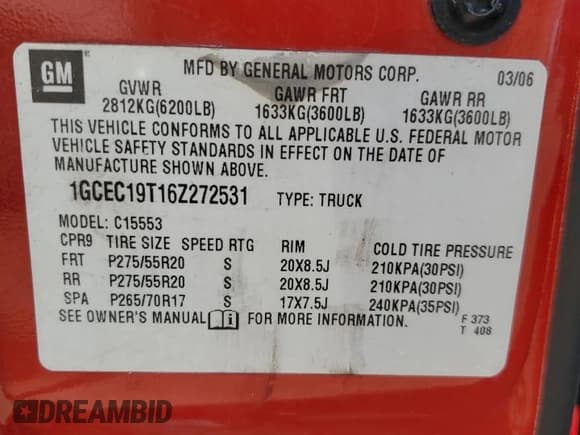 ✅ 2006 Chevrolet Silverado 1500 LT3 • VIN: 1GCEC19T16Z272531 • Лот: 62884504. Опубликован ранее на Copart с пробегом 185 201 миль. Бесплатный доступ к архиву аукционных продаж из США и подробный отчёт об истории автомобиля на DreamBid. Изображение 14.