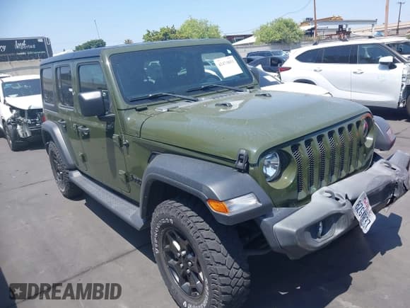✅ 2021 Jeep Wrangler Unlimited Willys • VIN: 1C4HJXDG7MW856138 • Lot: 42473853. Wystawiony na IAAI z przebiegiem 18 617 mil. Bezpłatny archiwum sprzedaży aukcyjnych z USA i szczegółowy raport historii pojazdu na DreamBid. Zdjęcie 1.
