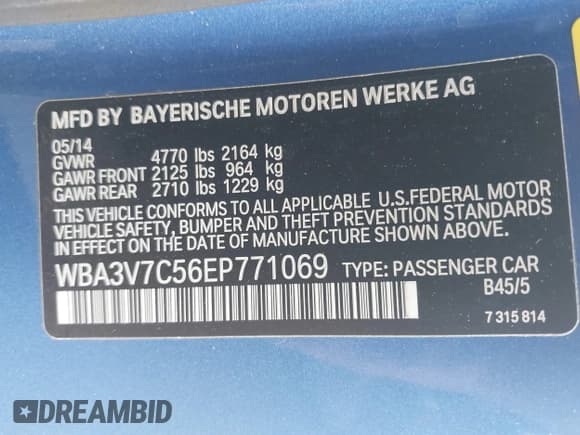 ✅ 2014 BMW 4 Series 428i • VIN: WBA3V7C56EP771069 • Лот: 41885345. Опубликован ранее на IAAI с пробегом 94 862 миль. Бесплатный доступ к архиву аукционных продаж из США и подробный отчёт об истории автомобиля на DreamBid. Изображение 9.