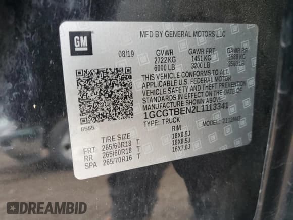 ✅ 2020 Chevrolet Colorado 4WD Work Truck • VIN: 1GCGTBEN2L1113341 • Lot: 91684085. Wystawiony na Copart z przebiegiem 84 474 mil. Bezpłatny archiwum sprzedaży aukcyjnych z USA i szczegółowy raport historii pojazdu na DreamBid. Zdjęcie 12.