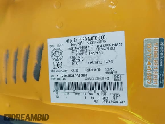 ✅ 2008 Ford Ranger XLT • VIN: 1FTZR45E38PA50869 • Lot: 43690323. Listed on IAAI with 164,329 mi. Free auction sales archive from the USA and detailed vehicle history report at DreamBid. Image 9.