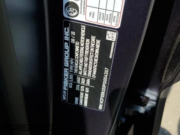 ✅ 2023 Fisker Ocean One • VIN: VCF1ZBU20PG004357 • Lot: 64479144. Wystawiony na Copart z przebiegiem 7 300 mil. Bezpłatny archiwum sprzedaży aukcyjnych z USA i szczegółowy raport historii pojazdu na DreamBid. Zdjęcie 13.