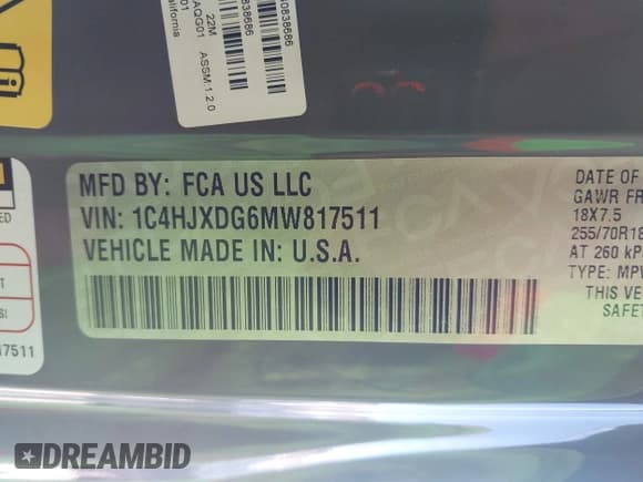 ✅ 2021 Jeep Wrangler Unlimited Sport S • VIN: 1C4HJXDG6MW817511 • Lot: 43464363. Listed on IAAI with 53,827 mi. Free auction sales archive from the USA and detailed vehicle history report at DreamBid. Image 9.