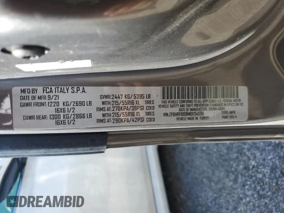 ✅ 2021 Ram ProMaster City Cargo Tradesman SLT • VIN: ZFBHRFBB9M6V34596 • Лот: 87007075. Опубликован ранее на Copart с пробегом 60 124 миль. Бесплатный доступ к архиву аукционных продаж из США и подробный отчёт об истории автомобиля на DreamBid. Изображение 13.