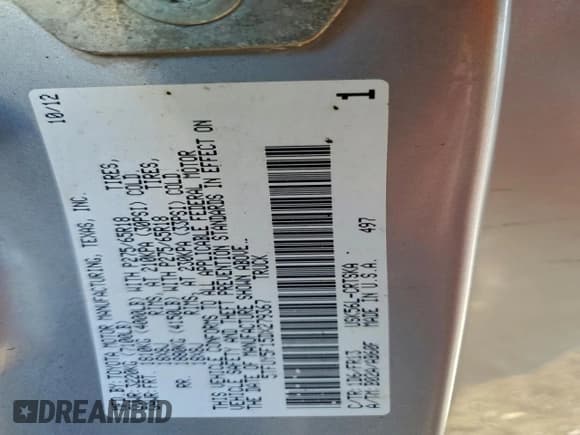 ✅ 2013 Toyota Tundra • VIN: 5TFUY5F15DX279367 • Lot: 94982165. Listed on Copart with 103,351 mi. Free auction sales archive from the USA and detailed vehicle history report at DreamBid. Image 12.