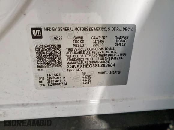 ✅ 2025 Chevrolet Equinox FWD LT • VIN: 3GNAXHEG3SL293684 • Lot: 67965795. Wystawiony na Copart z przebiegiem 18 373 mil. Bezpłatny archiwum sprzedaży aukcyjnych z USA i szczegółowy raport historii pojazdu na DreamBid. Zdjęcie 14.