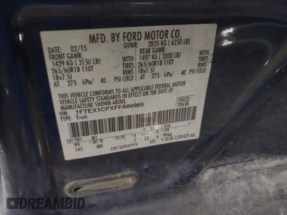 ✅ 2015 Ford F-150 XL • VIN: 1FTEX1CPXFFA66965 • Lot: 42909218. Wystawiony na IAAI z przebiegiem 183 362 mil. Bezpłatny archiwum sprzedaży aukcyjnych z USA i szczegółowy raport historii pojazdu na DreamBid. Zdjęcie 9.