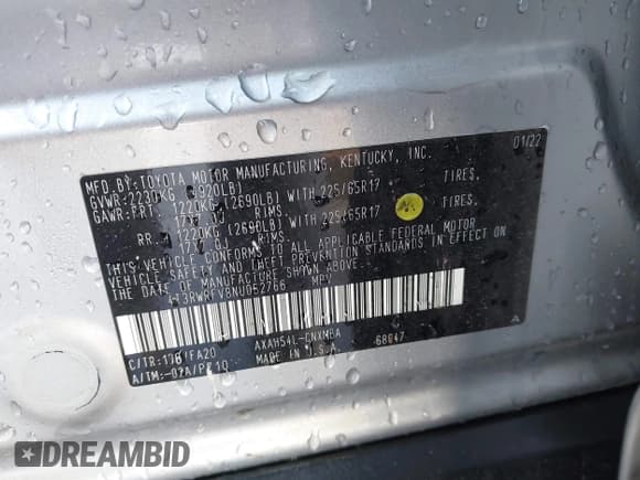 ✅ 2022 Toyota RAV4 Hybrid XLE • VIN: 4T3RWRFV8NU052766 • Lot: 43836286. Wystawiony na IAAI z przebiegiem 44 609 mil. Bezpłatny archiwum sprzedaży aukcyjnych z USA i szczegółowy raport historii pojazdu na DreamBid. Zdjęcie 9.