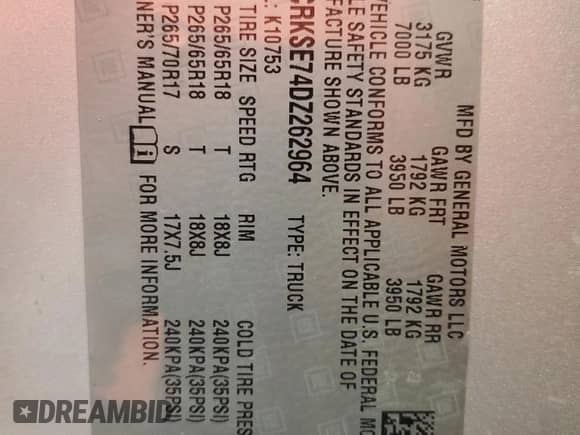 2013 Chevrolet Silverado 1500 LT с VIN 1GCRKSE74DZ262964, выставлен на аукционе Copart как лот 71714145 с пробегом 126 231 миль миль и Списание • Salvage title. История ставок и продаж доступна на DreamBid. Изображение 12.