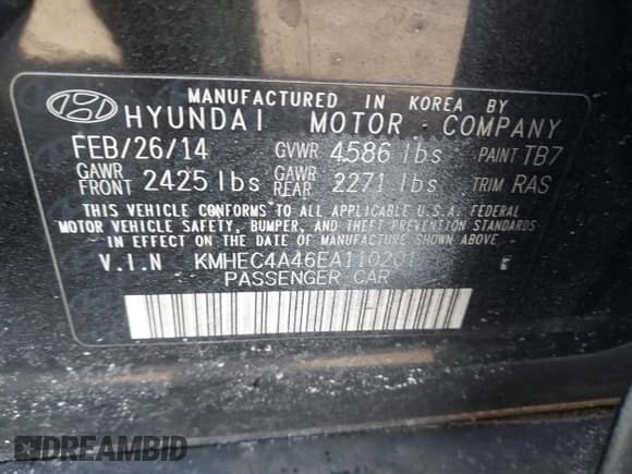 ✅ 2014 Hyundai Sonata Limited • VIN: KMHEC4A46EA110201 • Lot: 41427483. Wystawiony na IAAI z przebiegiem 81 957 mil. Bezpłatny archiwum sprzedaży aukcyjnych z USA i szczegółowy raport historii pojazdu na DreamBid. Zdjęcie 9.