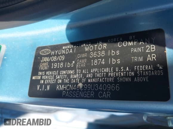 ✅ 2009 Hyundai Accent Auto GLS • VIN: KMHCN46C99U340966 • Лот: 41000880. Опубликован ранее на IAAI с пробегом 165 160 миль. Бесплатный доступ к архиву аукционных продаж из США и подробный отчёт об истории автомобиля на DreamBid. Изображение 9.