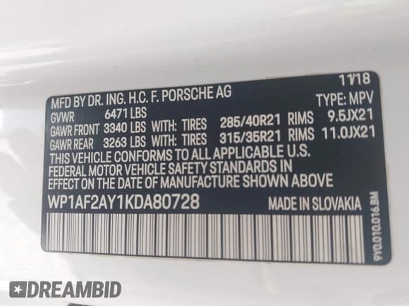 ✅ 2019 Porsche Cayenne Turbo • VIN: WP1AF2AY1KDA80728 • Lot: 42262855. Listed on IAAI with 89,898 mi. Free auction sales archive from the USA and detailed vehicle history report at DreamBid. Image 9.