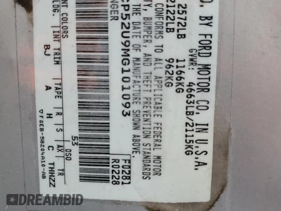 ✅ 1991 Ford Taurus • VIN: 1FACP52U9MG101093 • Lot: 45948105. Listed on Copart with 594,696 mi. Free auction sales archive from the USA and detailed vehicle history report at DreamBid. Image 12.