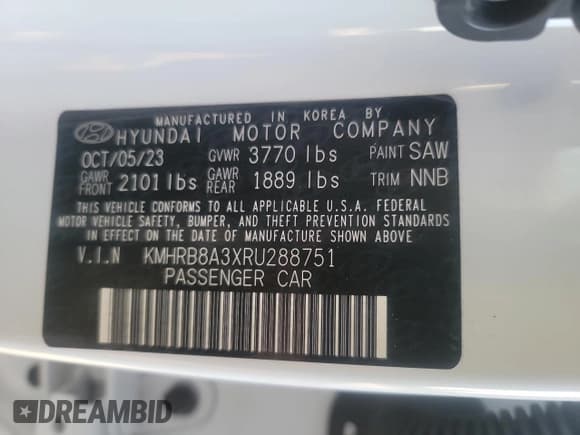 ✅ 2024 Hyundai Venue SE • VIN: KMHRB8A3XRU288751 • Lot: 88154795. Listed on Copart with 9,233 mi. Free auction sales archive from the USA and detailed vehicle history report at DreamBid. Image 10.