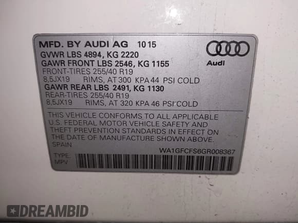 ✅ 2016 Audi Q3 Prestige • VIN: WA1GFCFS6GR008367 • Lot: 43569956. Listed on IAAI with 109,609 mi. Free auction sales archive from the USA and detailed vehicle history report at DreamBid. Image 9.