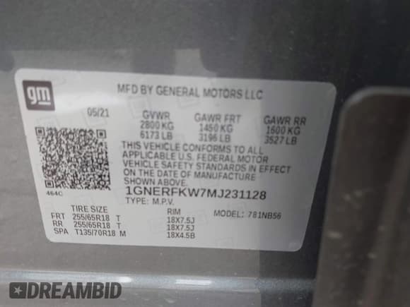 ✅ 2021 Chevrolet Traverse LS • VIN: 1GNERFKW7MJ231128 • Lot: 43718747. Listed on IAAI with 37,809 mi. Free auction sales archive from the USA and detailed vehicle history report at DreamBid. Image 9.