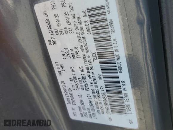 ✅ 2004 Dodge 1500 SLT • VIN: 1D7HA18N04S601477 • Лот: 76529304. Опубликован ранее на Copart с пробегом 167 875 миль. Бесплатный доступ к архиву аукционных продаж из США и подробный отчёт об истории автомобиля на DreamBid. Изображение 12.