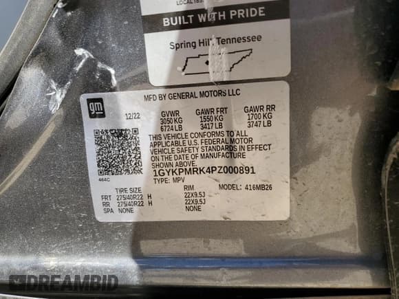 ✅ 2023 Cadillac LYRIQ RWD Luxury • VIN: 1GYKPMRK4PZ000891 • Lot: 72187154. Wystawiony na Copart z przebiegiem Nie podano. Bezpłatny archiwum sprzedaży aukcyjnych z USA i szczegółowy raport historii pojazdu na DreamBid. Zdjęcie 12.
