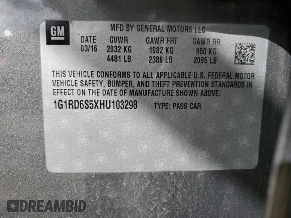 2017 Chevrolet Volt Premier с VIN 1G1RD6S5XHU103298, выставлен на аукционе Copart как лот 45910403 с пробегом 164 902 миль миль и . История ставок и продаж доступна на DreamBid. Изображение 13.